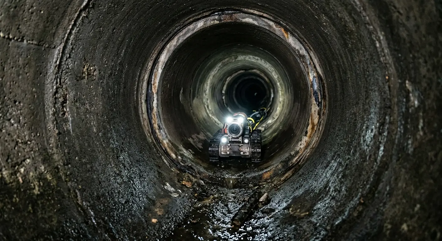Robotic sewer camera inspecting pipe interior for Drain Snake Service in Pinecrest